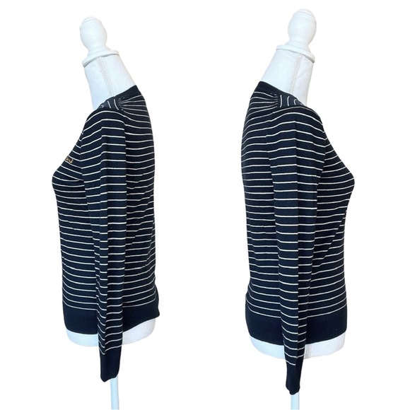 Banana Republic HELLO WEEKEND Silk Cashmere Sweater ~ Navy Blue w/ White Stripes - Picture 4 of 10